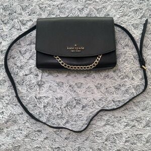 kate spade Madison Willow Black Saffiano Leather Crossbody Bag with Gold Chain!